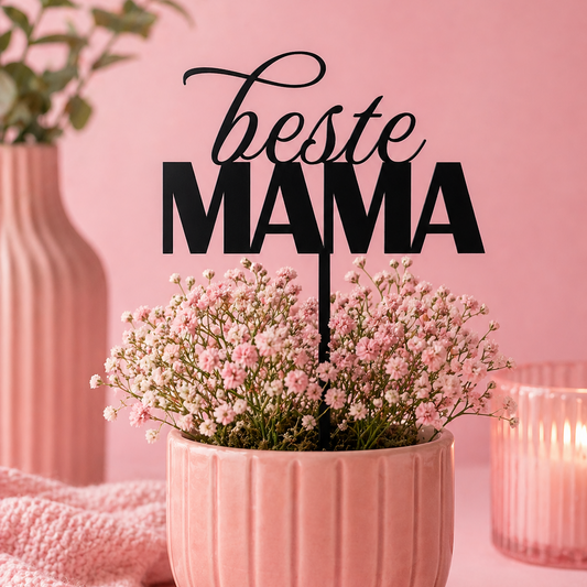 Blumenstecker mit Schriftzug