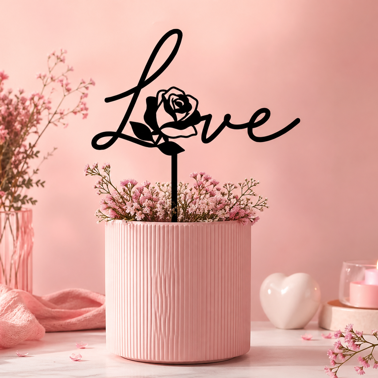 Blumenstecker mit Schriftzug