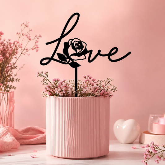 Blumenstecker mit Schriftzug