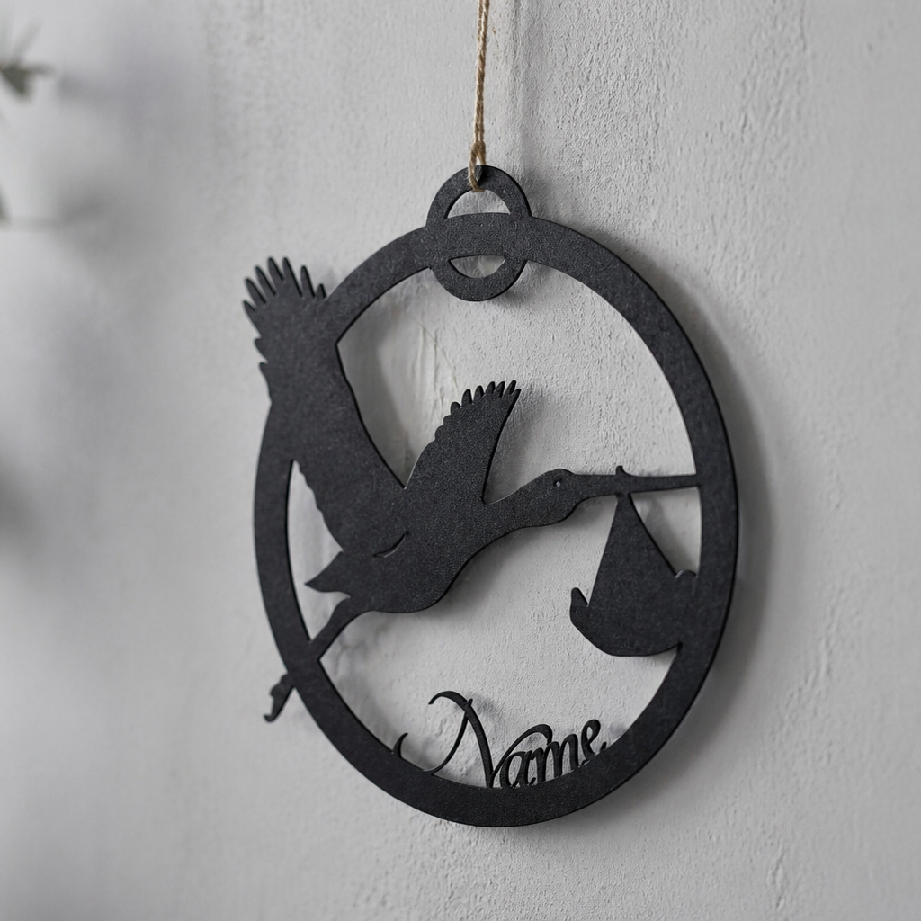 Personalisierter Storch mit Wunschname